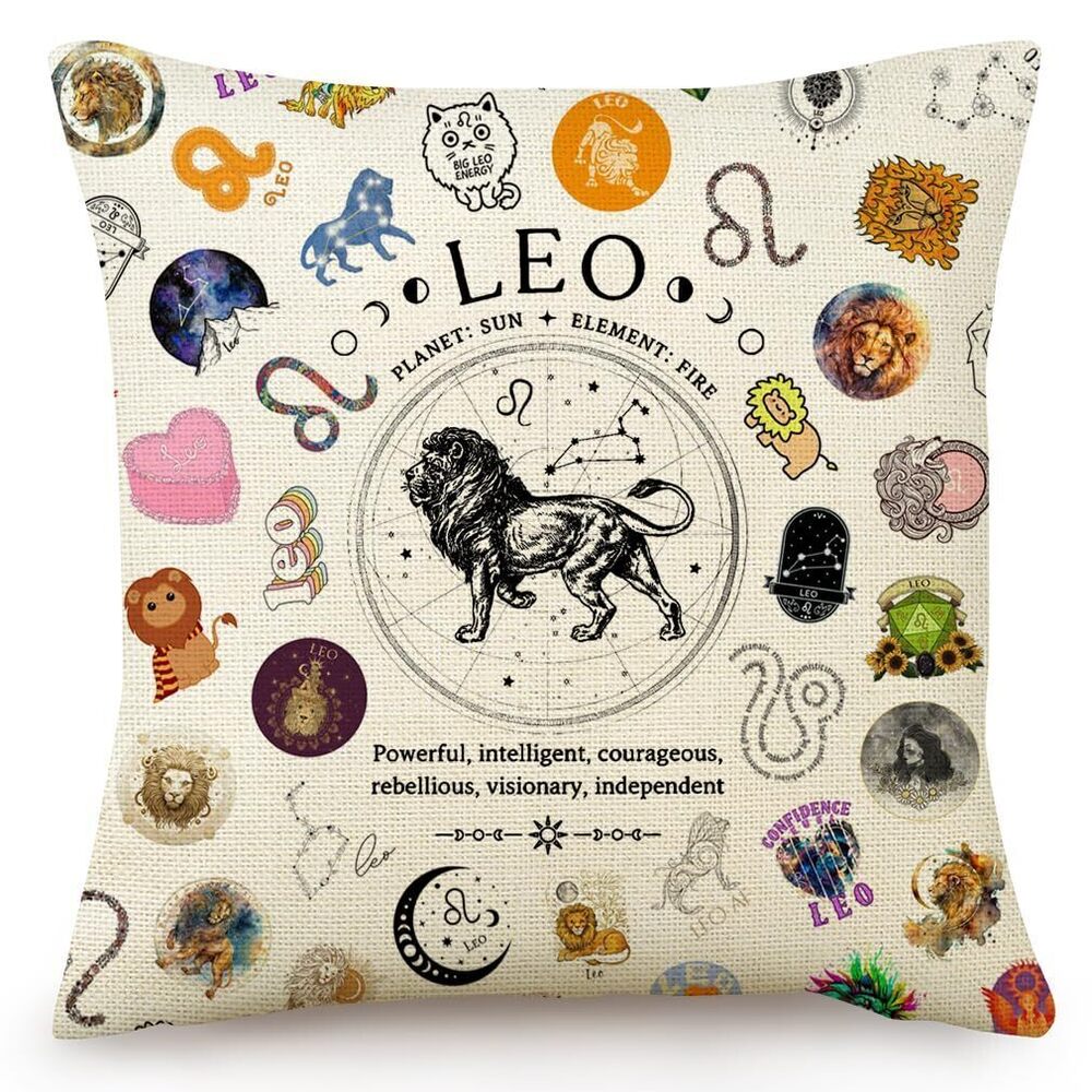 8663 Leo Pillow Covers 18x18, Leo Zodiac Throw Pillow Cover for Couch